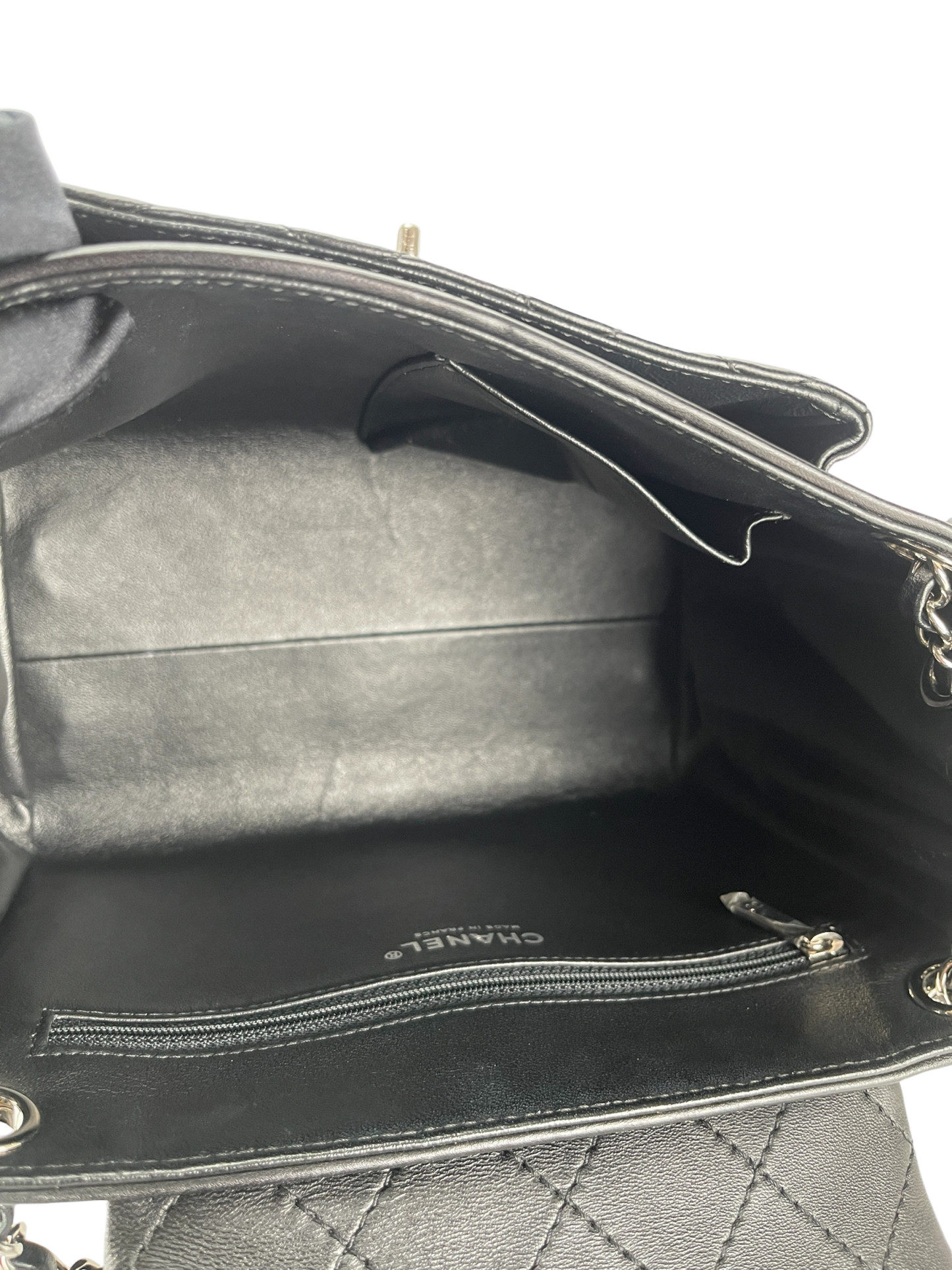 CHANEL - Matelasse Lambskin Chain Shoulder Bag Black Silver Hardware