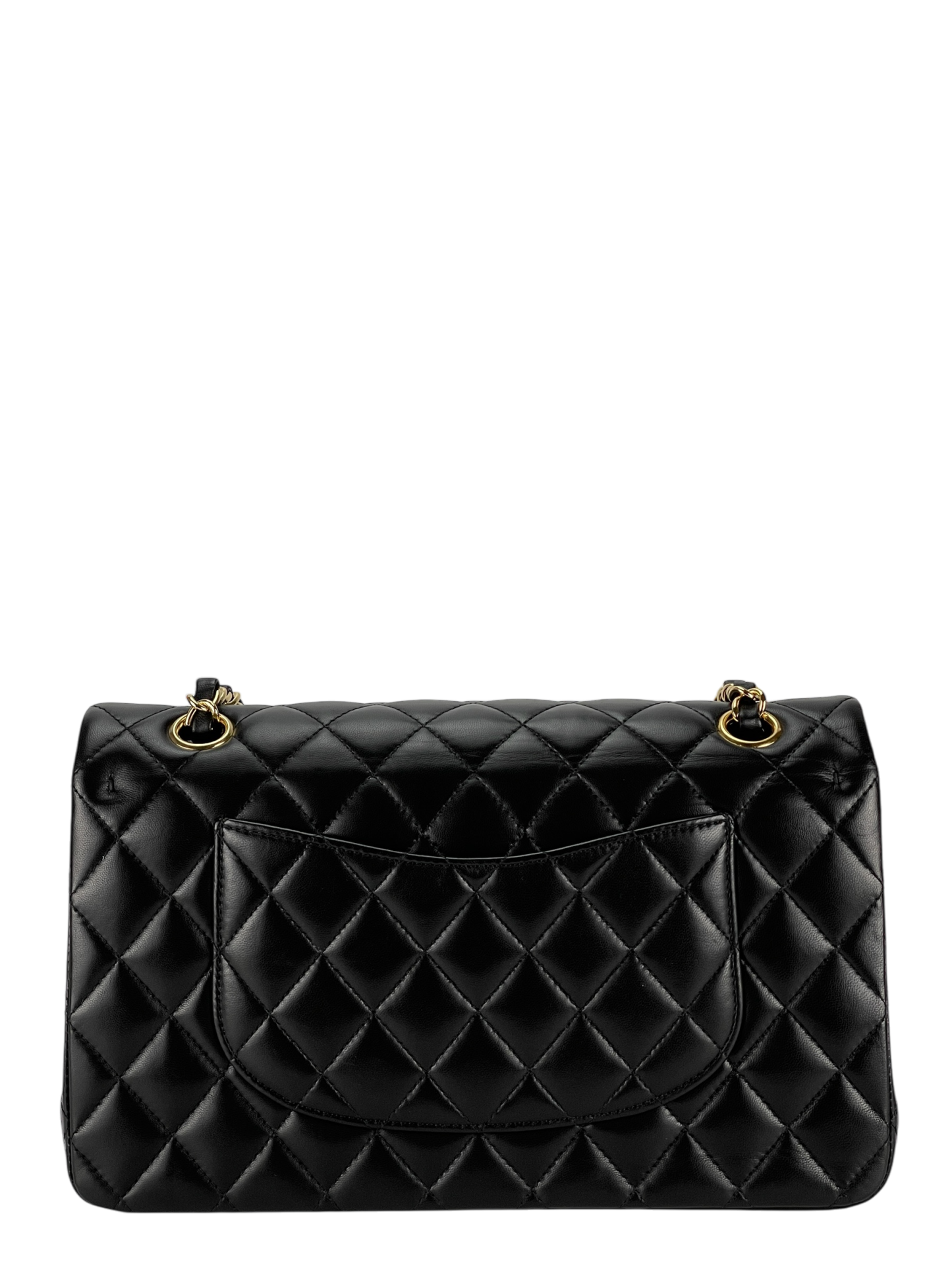 CHANEL - Medium Classic Double Flap Bag Black Lambskin Gold Hardware (CF25)