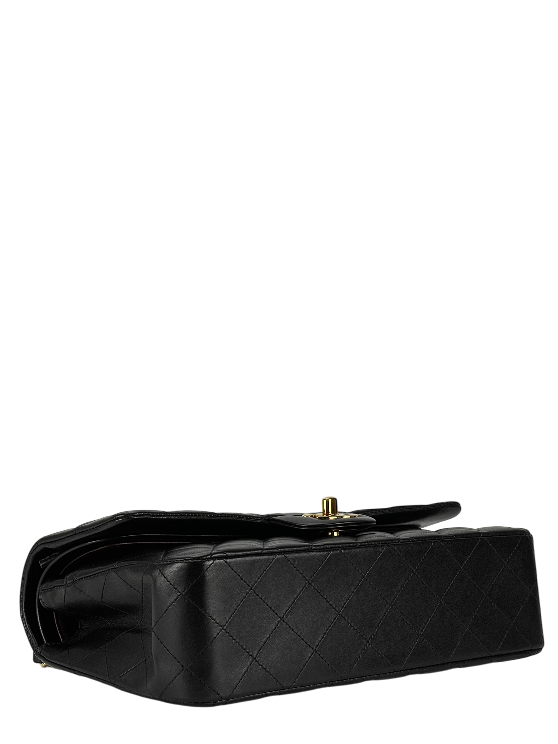 CHANEL - Medium Classic Double Flap Bag Black Lambskin Gold Hardware (CF25)