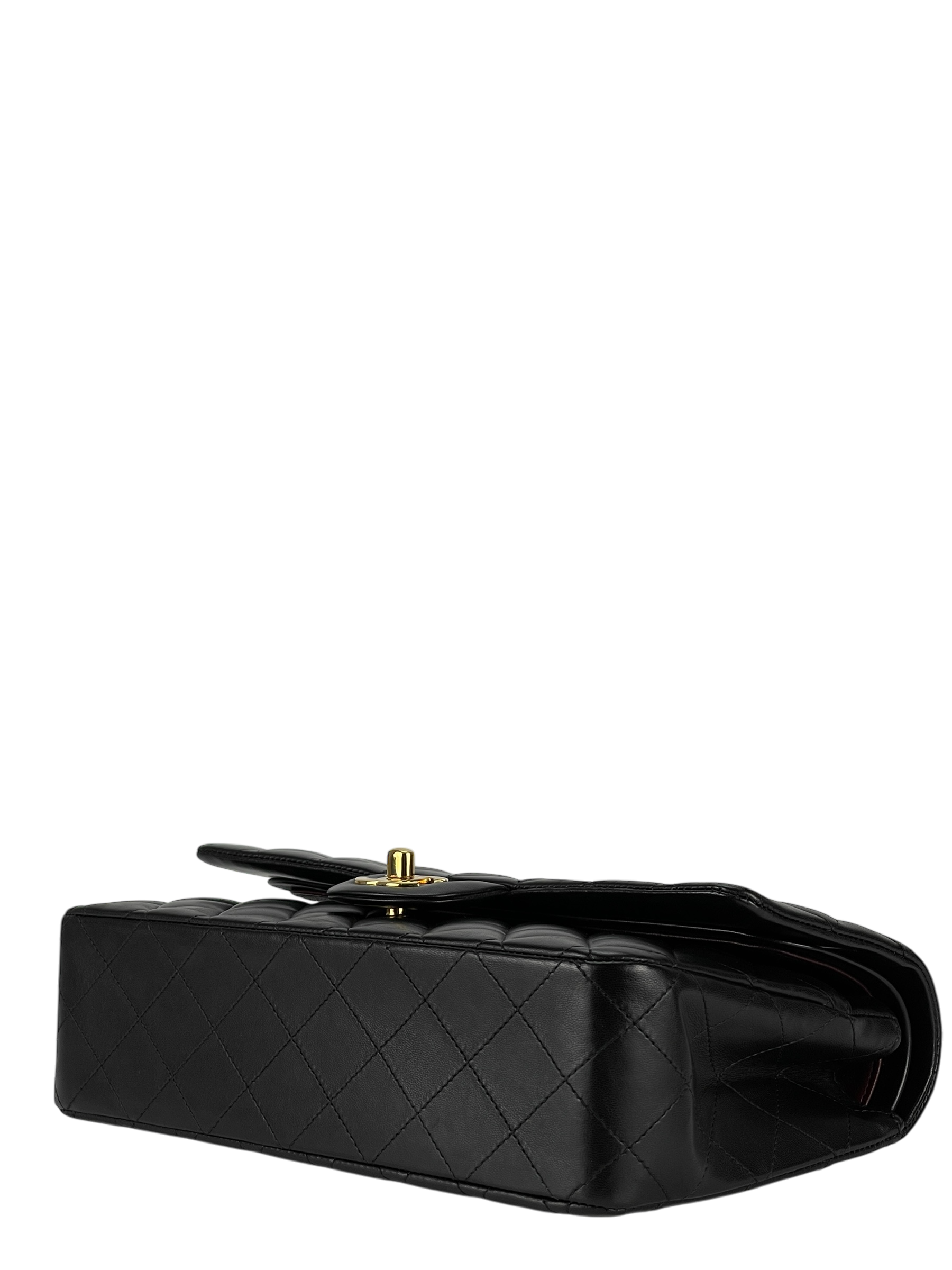 CHANEL - Medium Classic Double Flap Bag Black Lambskin Gold Hardware (CF25)