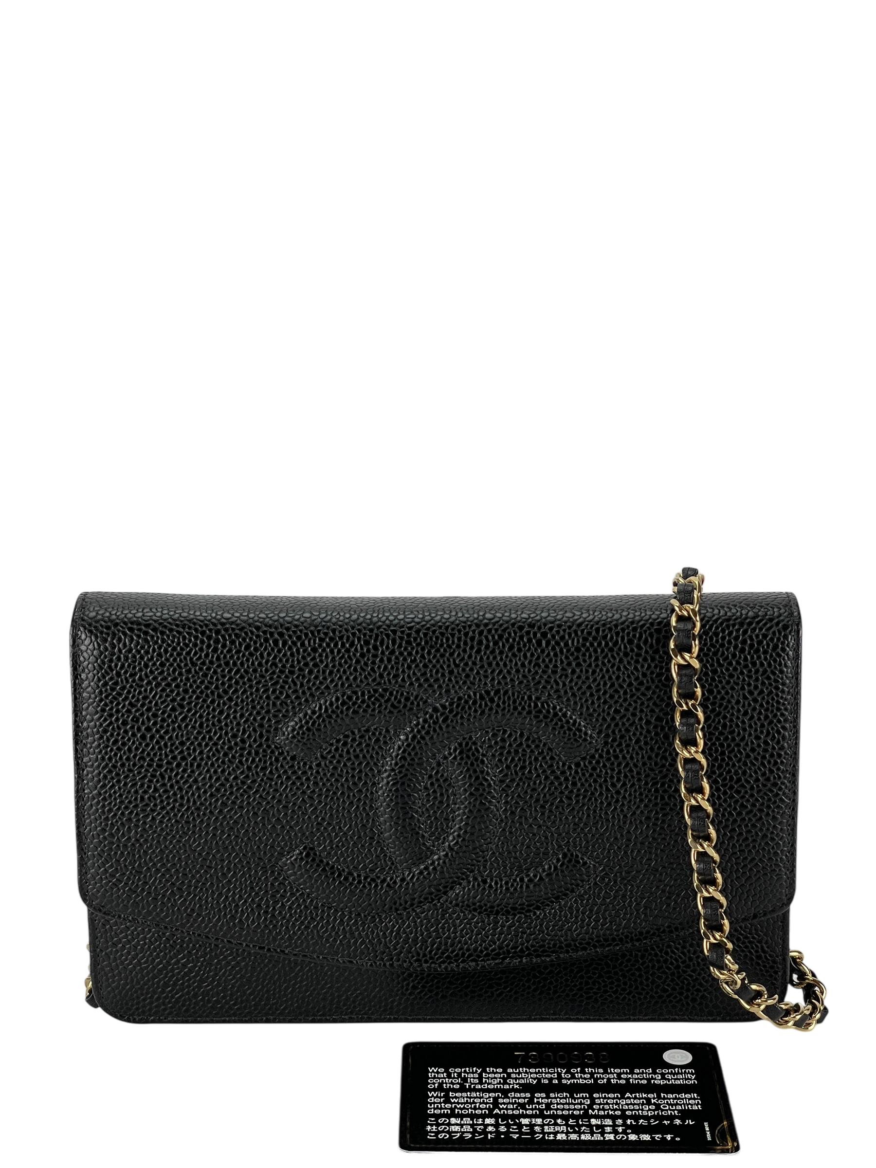 CHANEL - Black Caviar Wallet On Chain Gold-Tone Metal (WOC)