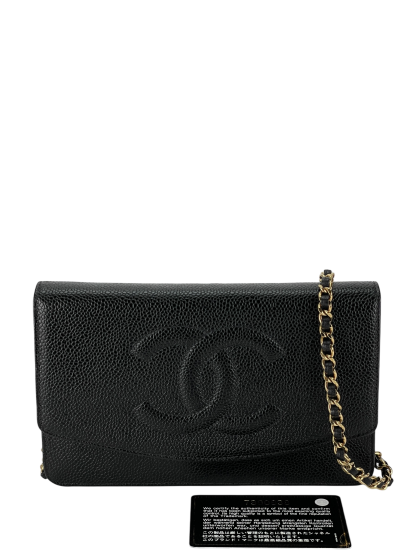 CHANEL - Black Caviar Wallet On Chain Gold-Tone Metal (WOC)