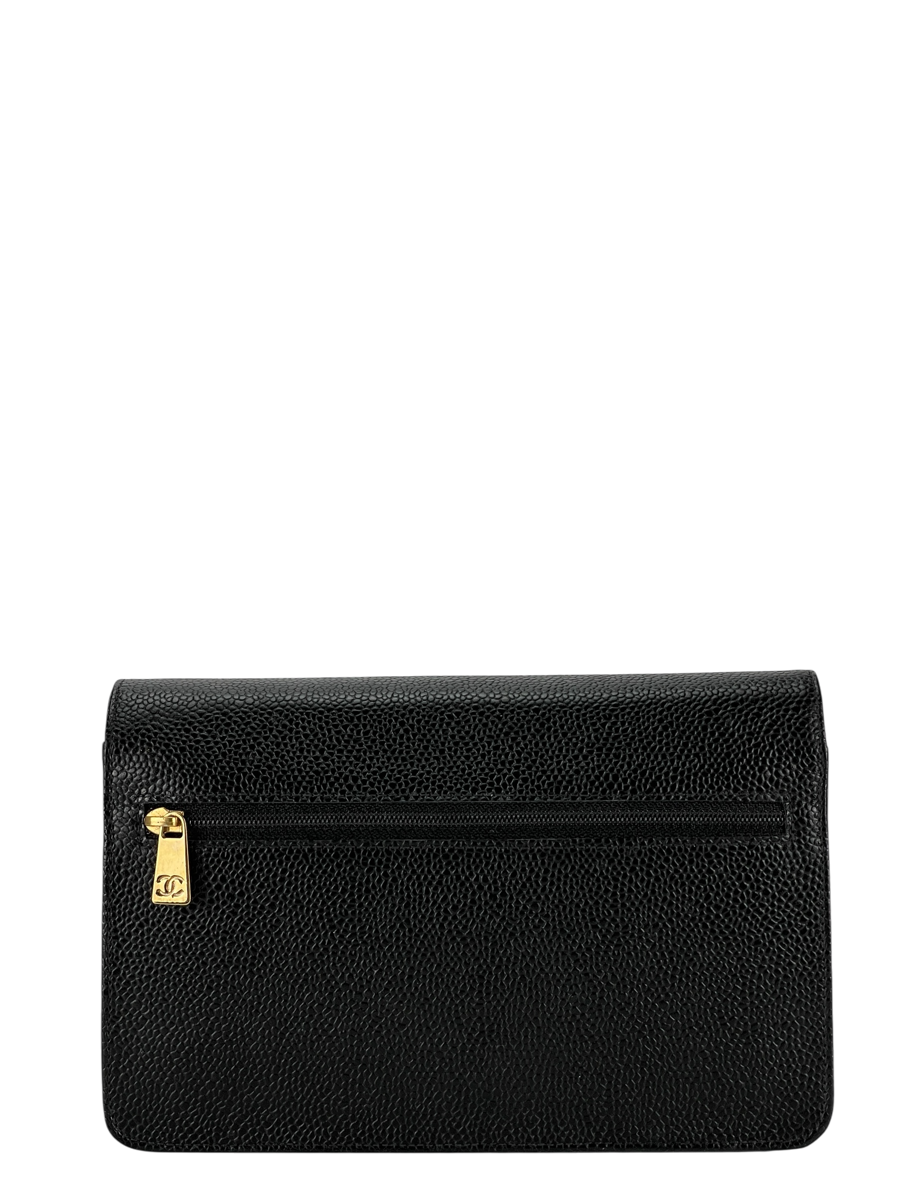 CHANEL - Black Caviar Wallet On Chain Gold-Tone Metal (WOC)