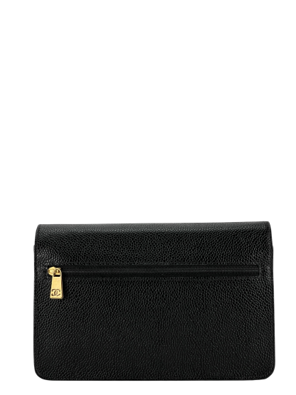 CHANEL - Black Caviar Wallet On Chain Gold-Tone Metal (WOC)