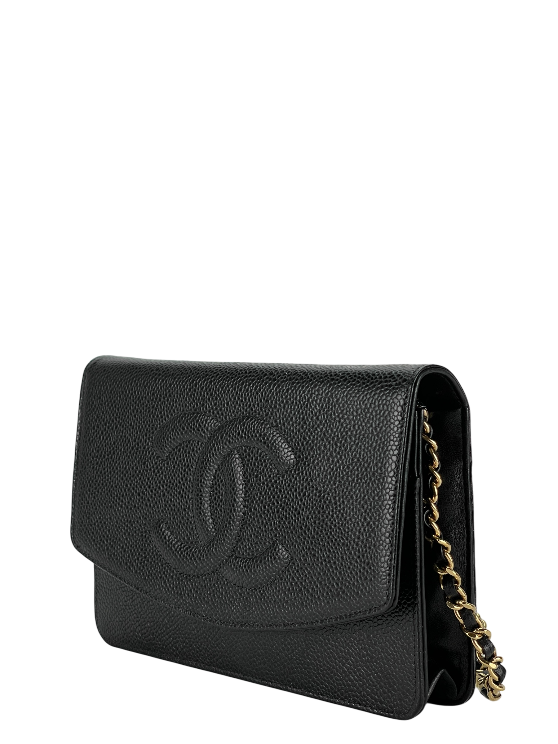 CHANEL - Black Caviar Wallet On Chain Gold-Tone Metal (WOC)