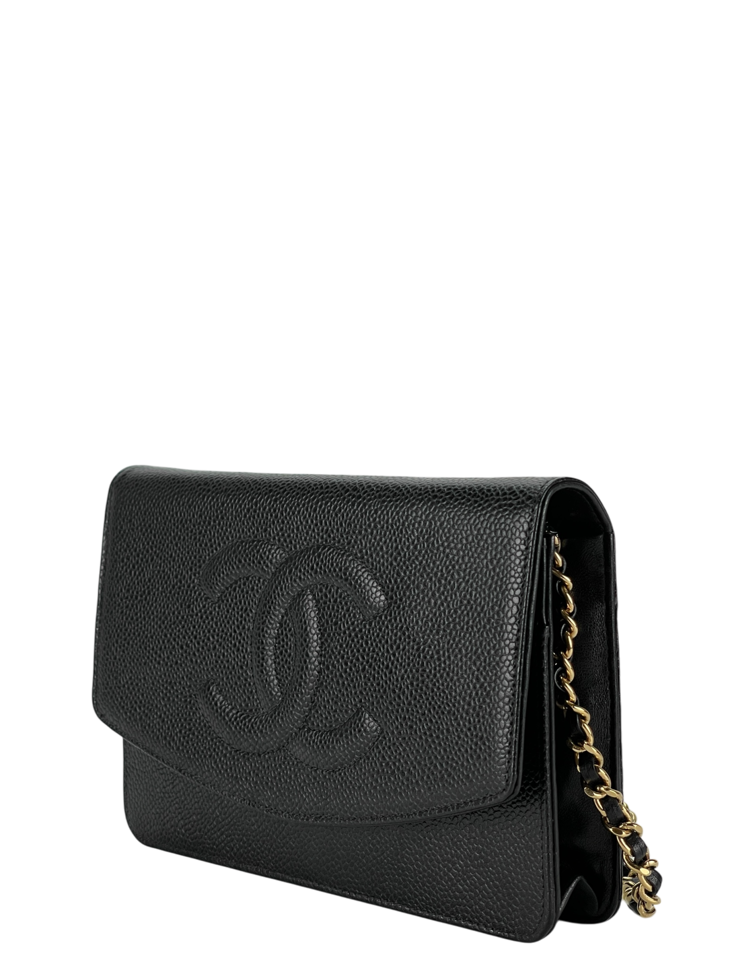 CHANEL - Black Caviar Wallet On Chain Gold-Tone Metal (WOC)