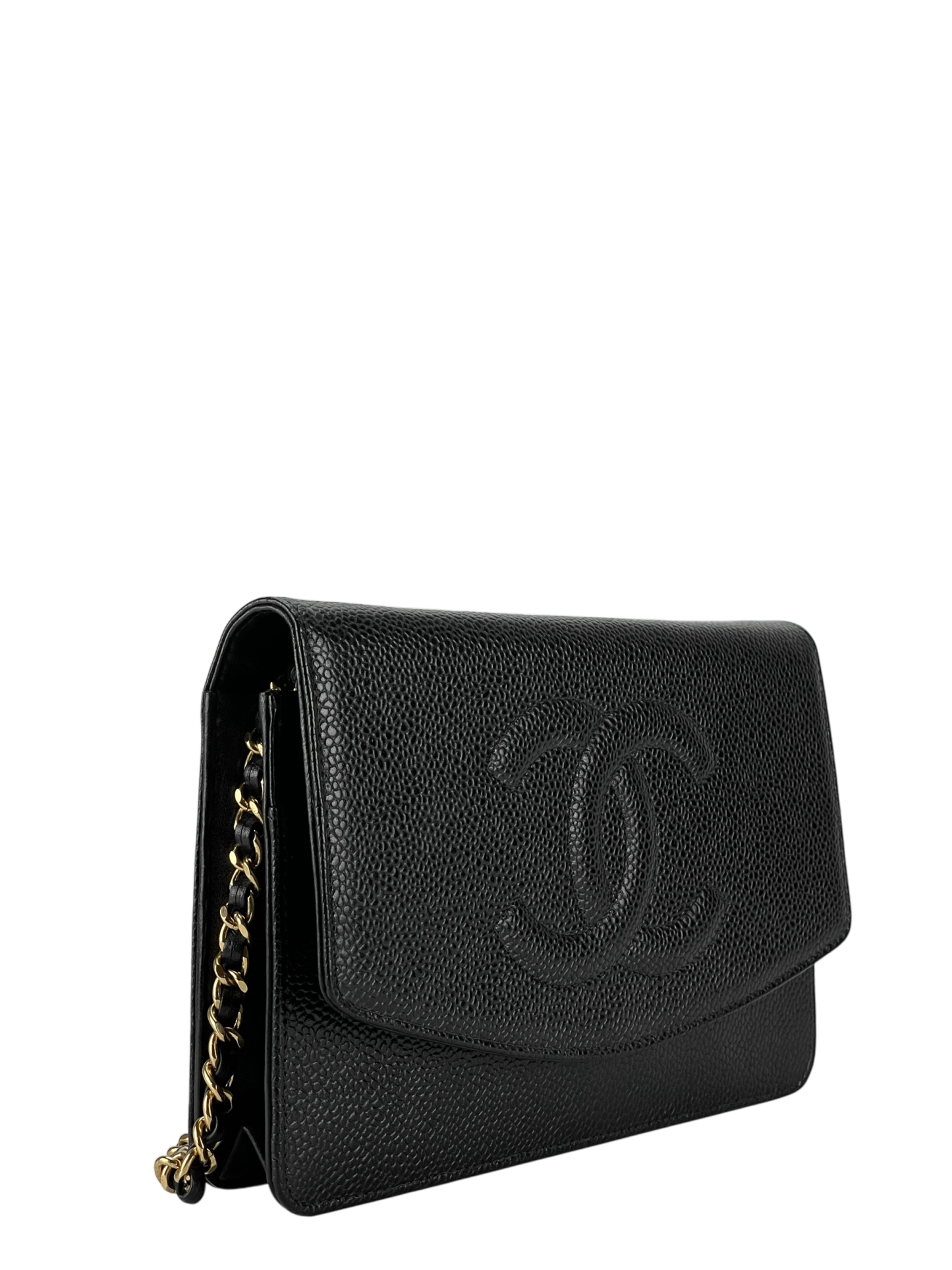 CHANEL - Black Caviar Wallet On Chain Gold-Tone Metal (WOC)