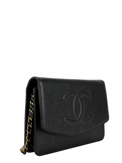 CHANEL - Black Caviar Wallet On Chain Gold-Tone Metal (WOC)