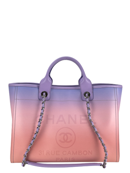 CHANEL - 24C Purple Pink Calfskin Deauville Tote Bag Sliver Hardware