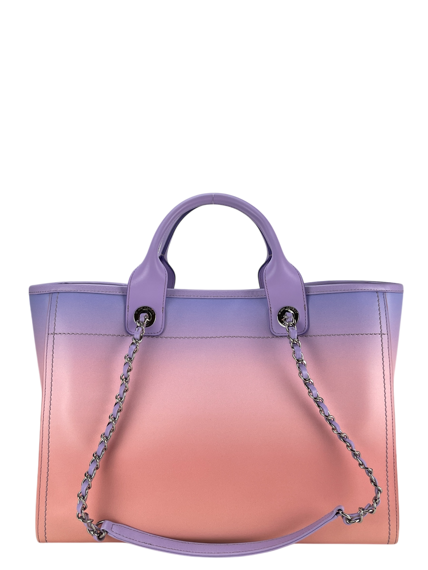 CHANEL - 24C Purple Pink Calfskin Deauville Tote Bag Sliver Hardware