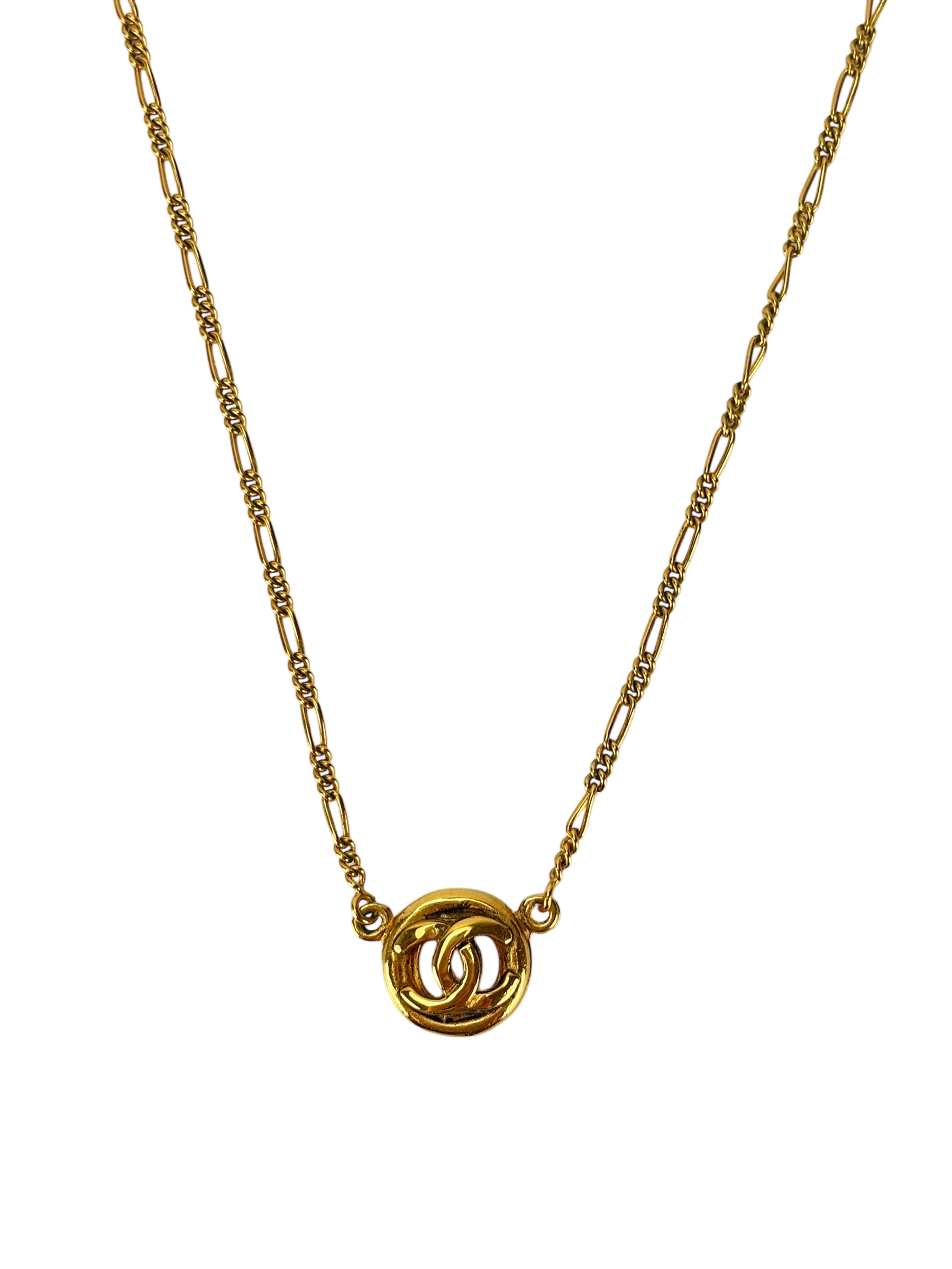 CHANEL -  Medallion Gold Chain Pendant Necklace