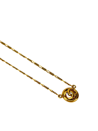 CHANEL -  Medallion Gold Chain Pendant Necklace