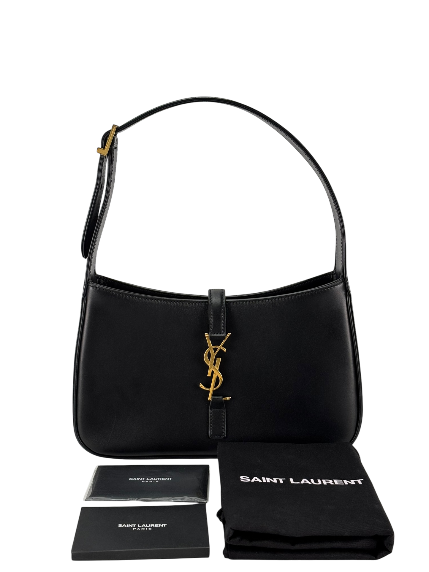 SAINT LAURENT - Black Calfskin Paris YSL Hobo Bag