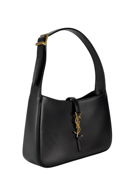 SAINT LAURENT - Black Calfskin Paris YSL Hobo Bag