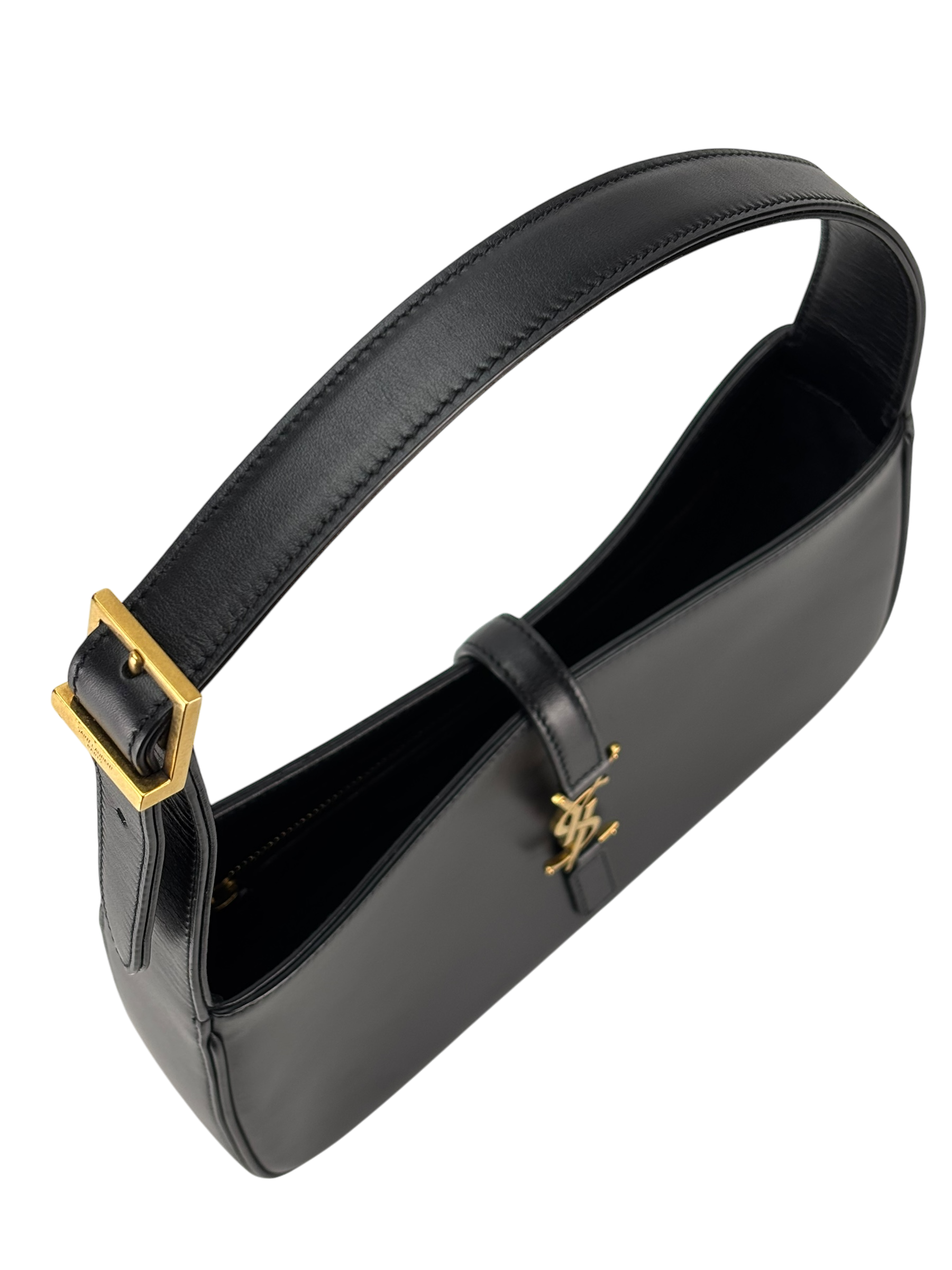 SAINT LAURENT - Black Calfskin Paris YSL Hobo Bag