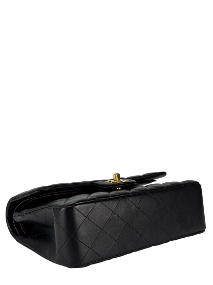 CHANEL - Small Classic Double Flap Bag Black Lambskin Gold Hardware (CF23)