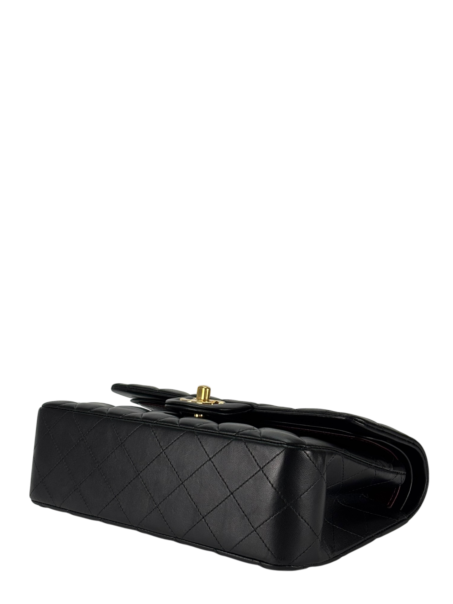 CHANEL - Small Classic Double Flap Bag Black Lambskin Gold Hardware (CF23)