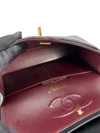 CHANEL - Small Classic Double Flap Bag Black Lambskin Gold Hardware (CF23)