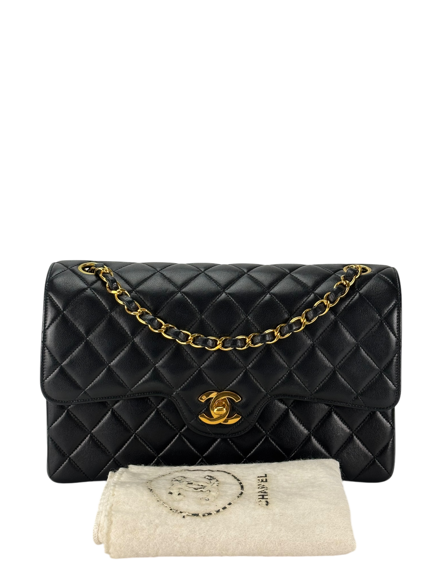 CHANEL - Double Flap Crossbody Medium Timeless Lamskin Flap Chain Shoulder Bag