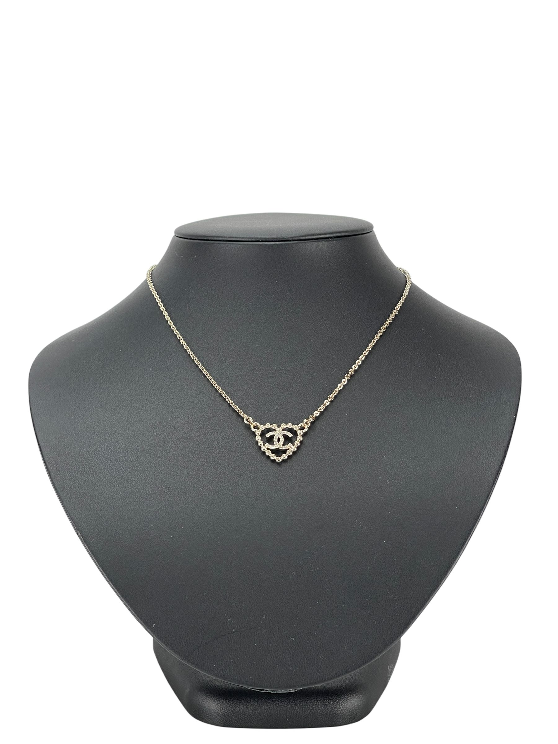 CHANEL - Gold Chain Heart Coco Mark Necklace 