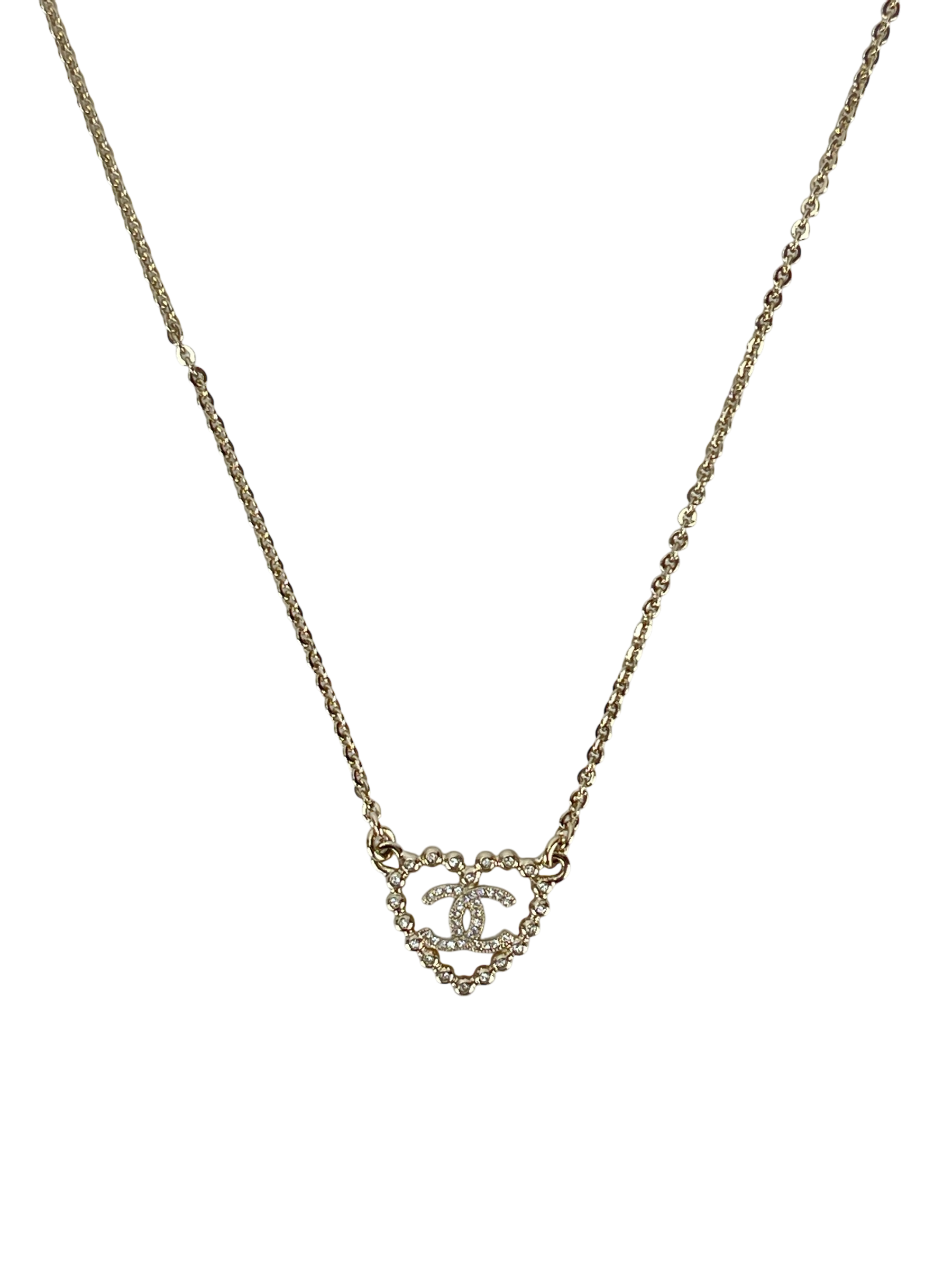 CHANEL - Gold Chain Heart Coco Mark Necklace 