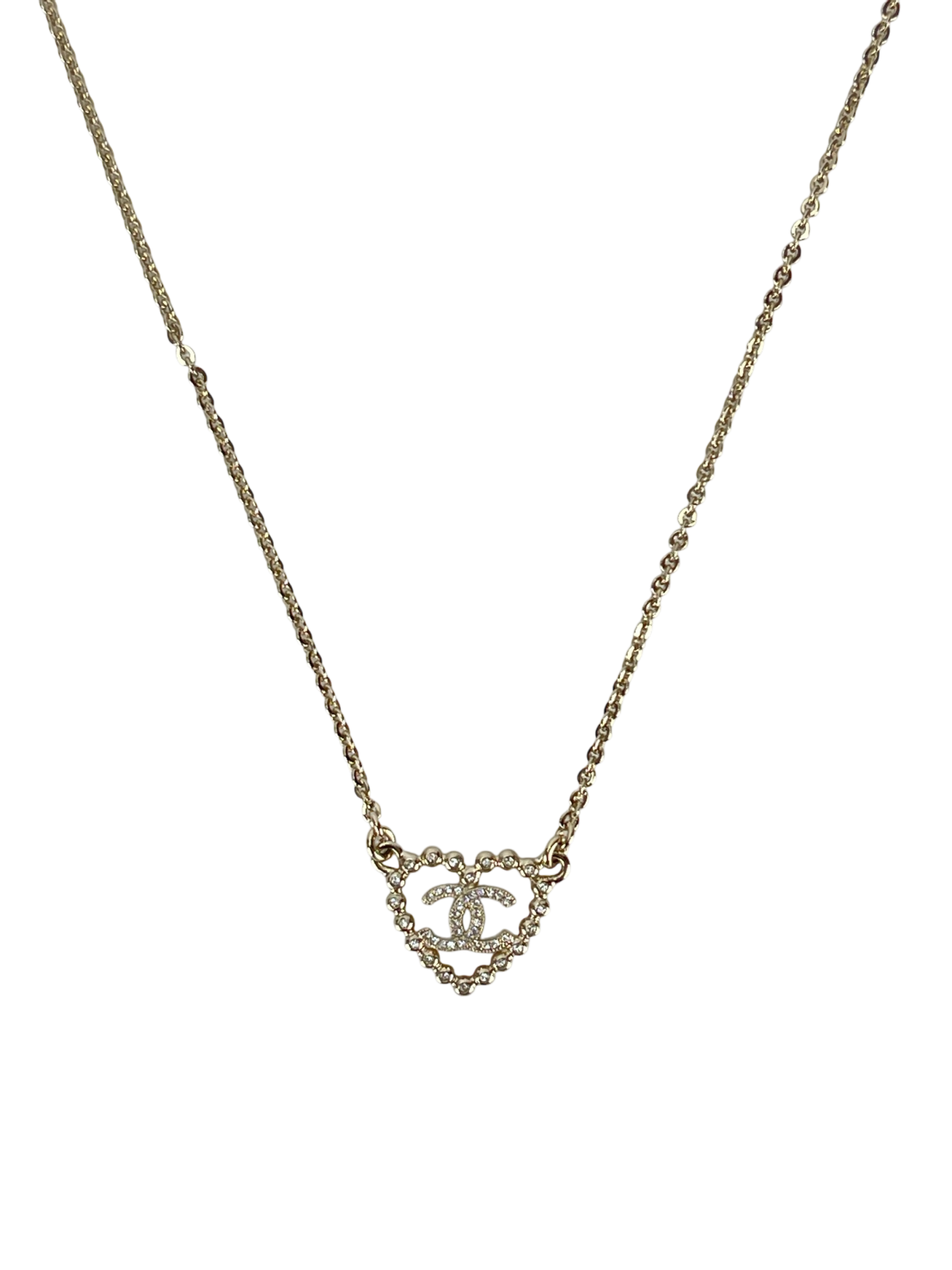 CHANEL - Gold Chain Heart Coco Mark Necklace 