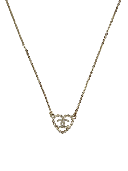 CHANEL - Gold Chain Heart Coco Mark Necklace 