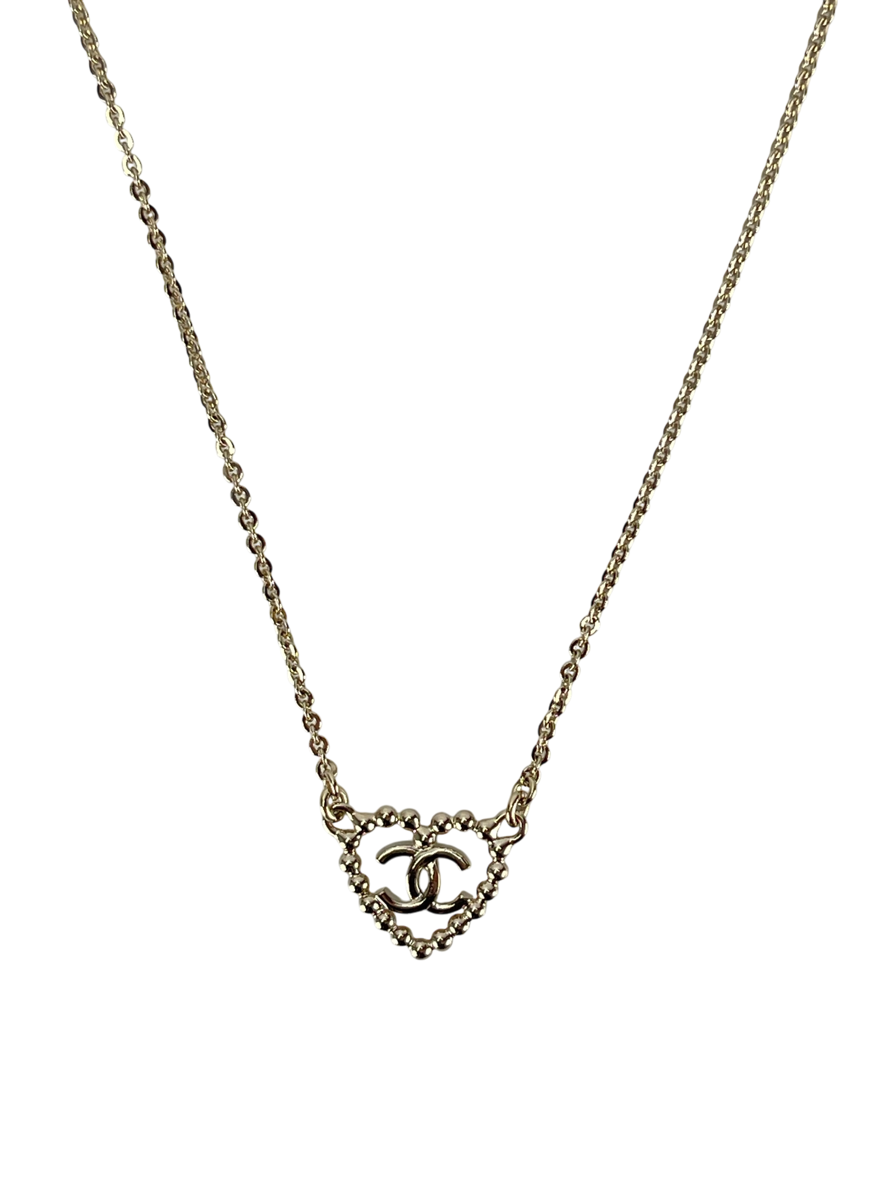 CHANEL - Gold Chain Heart Coco Mark Necklace 