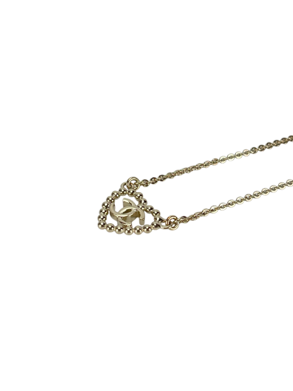 CHANEL - Gold Chain Heart Coco Mark Necklace 