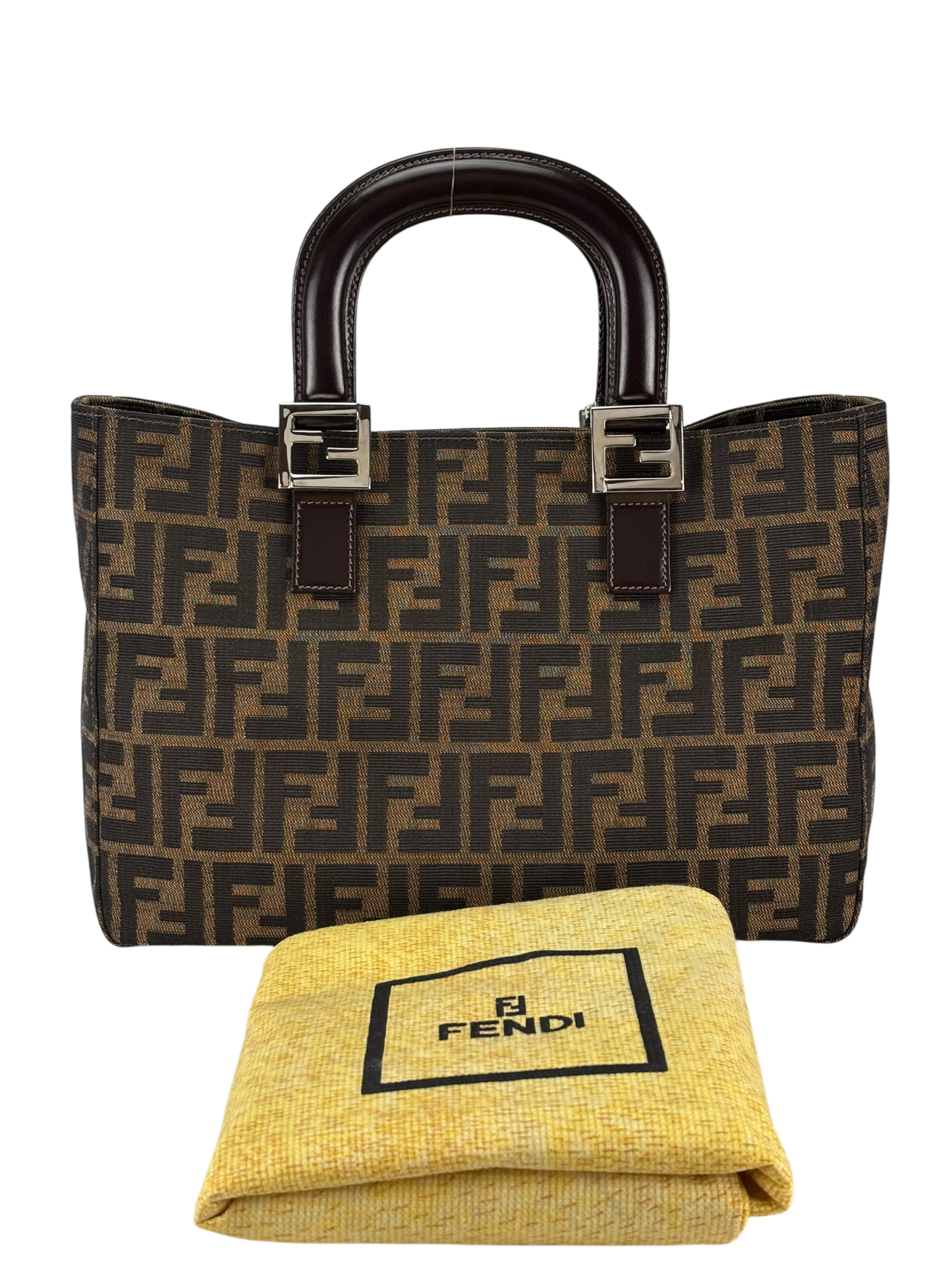 FENDI - Brown Canvas Zucca Nylon Handbag