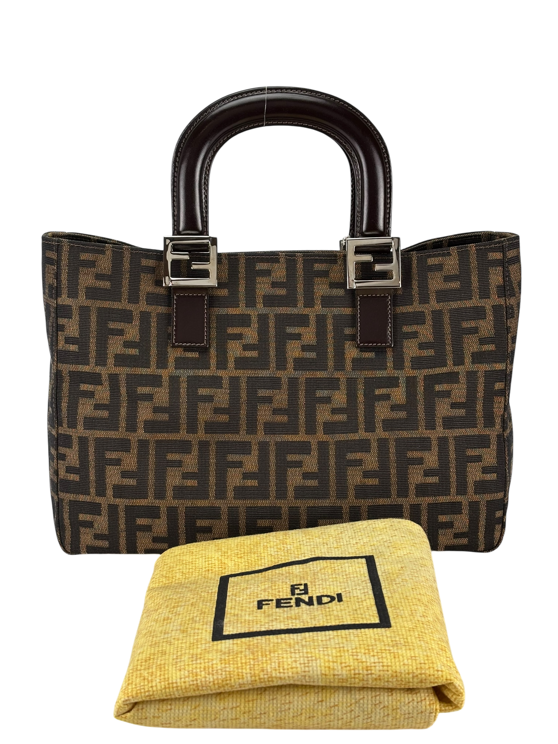 FENDI - Brown Canvas Zucca Nylon Handbag