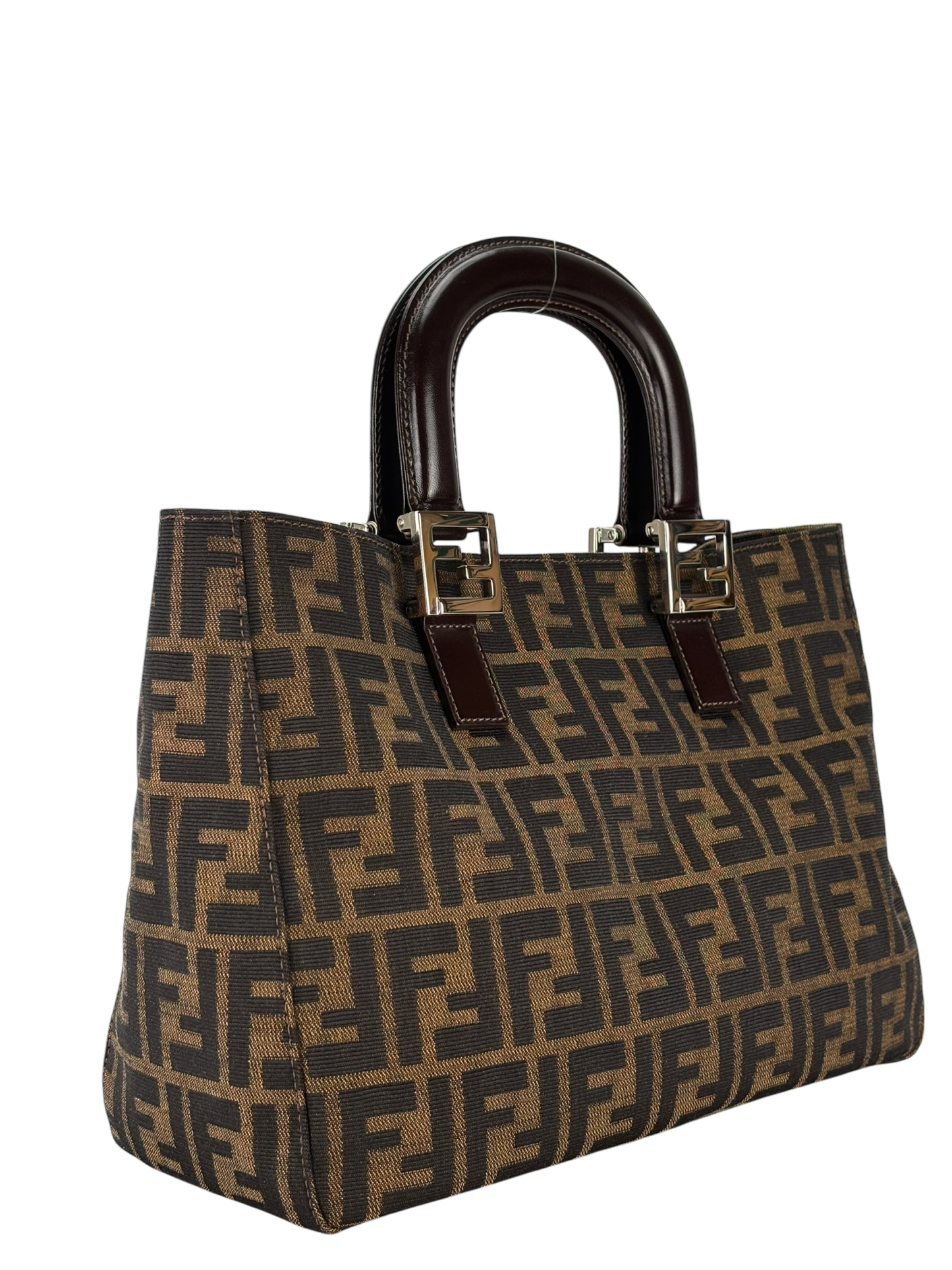 FENDI - Brown Canvas Zucca Nylon Handbag