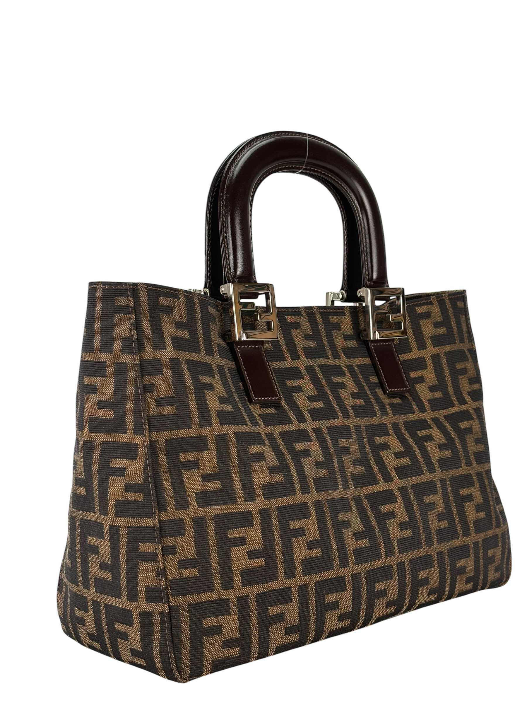 FENDI - Brown Canvas Zucca Nylon Handbag