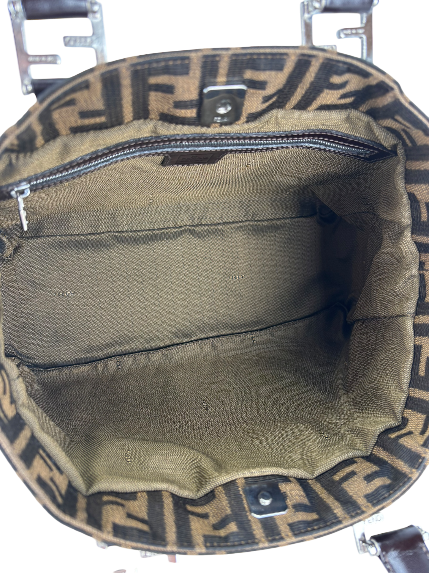 FENDI - Brown Canvas Zucca Nylon Handbag