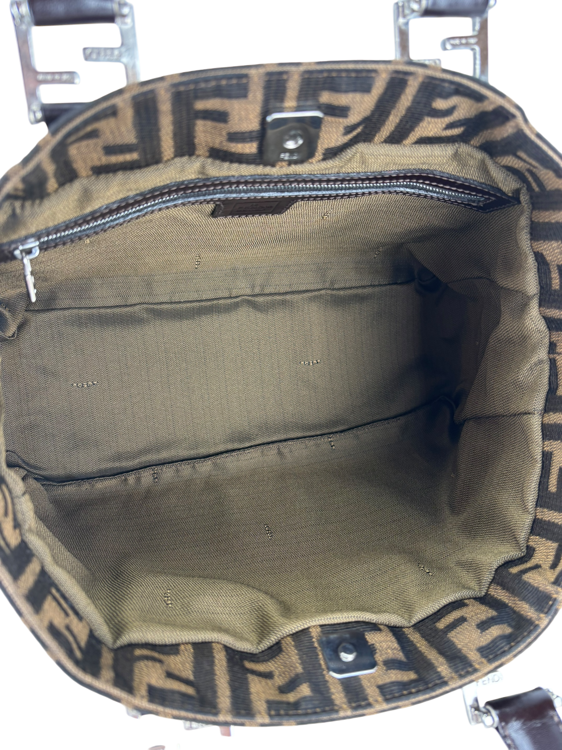 FENDI - Brown Canvas Zucca Nylon Handbag