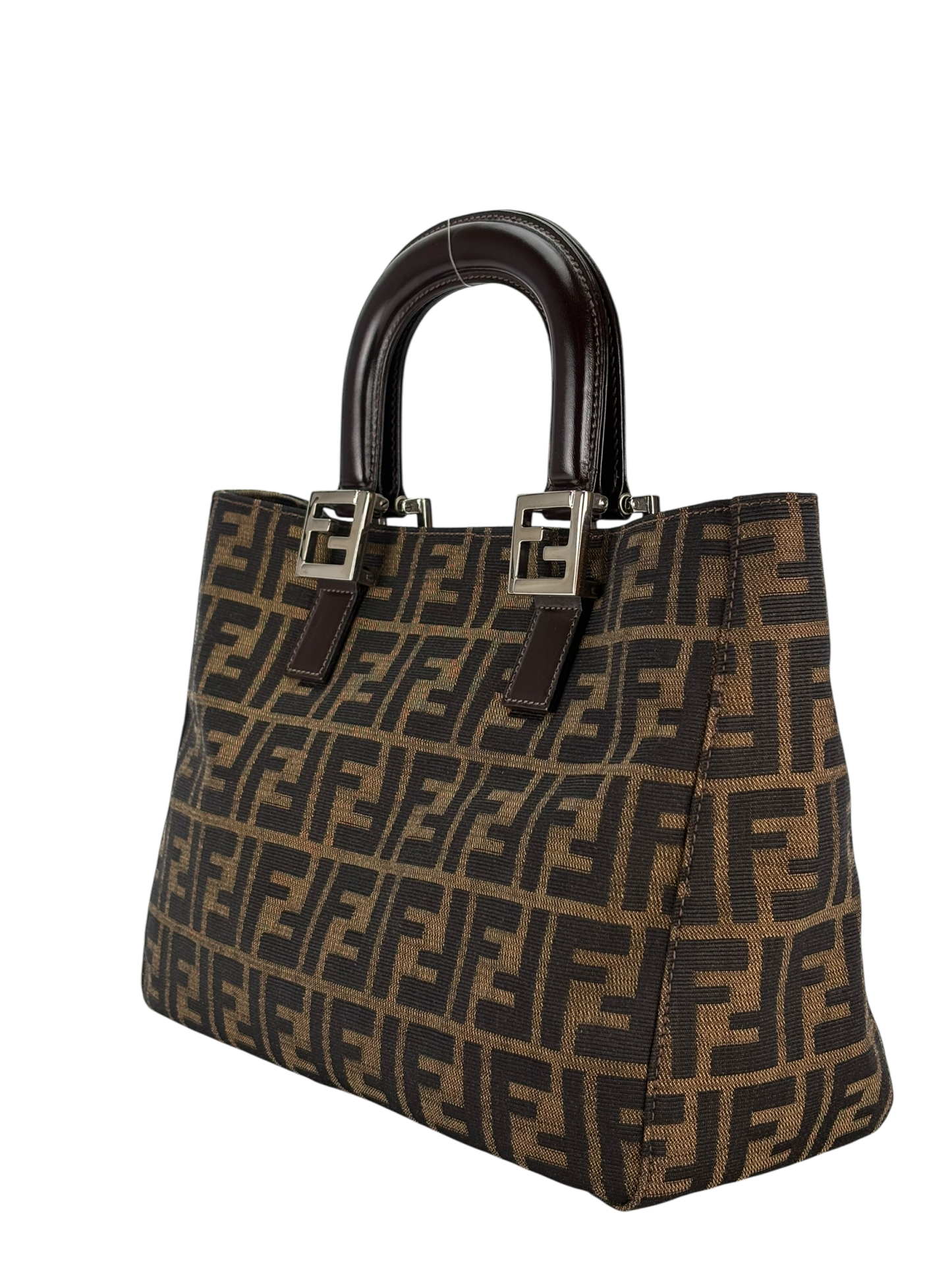 FENDI - Brown Canvas Zucca Nylon Handbag