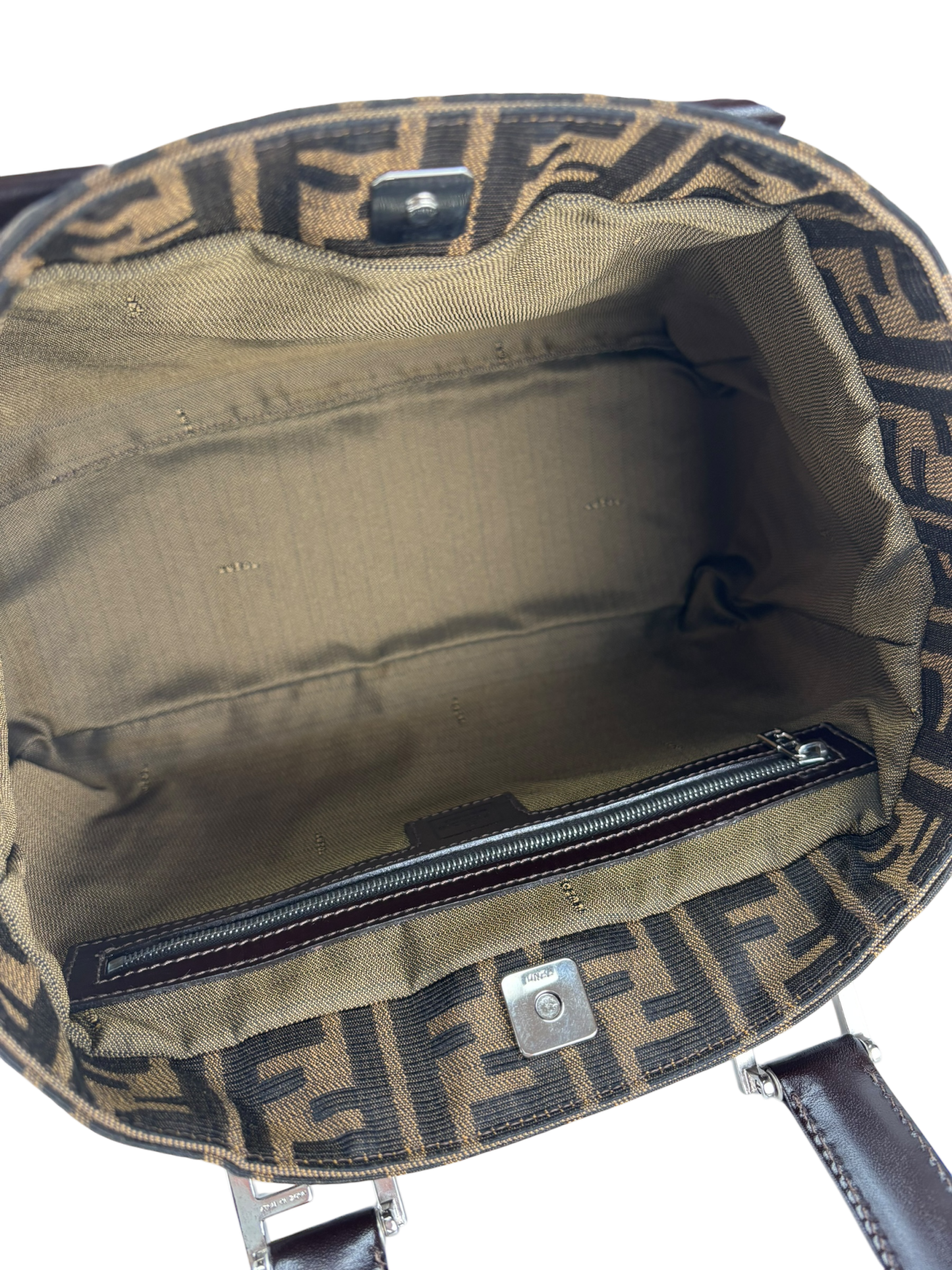FENDI - Brown Canvas Zucca Nylon Handbag