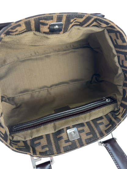 FENDI - Brown Canvas  Zucca Nylon Handbag
