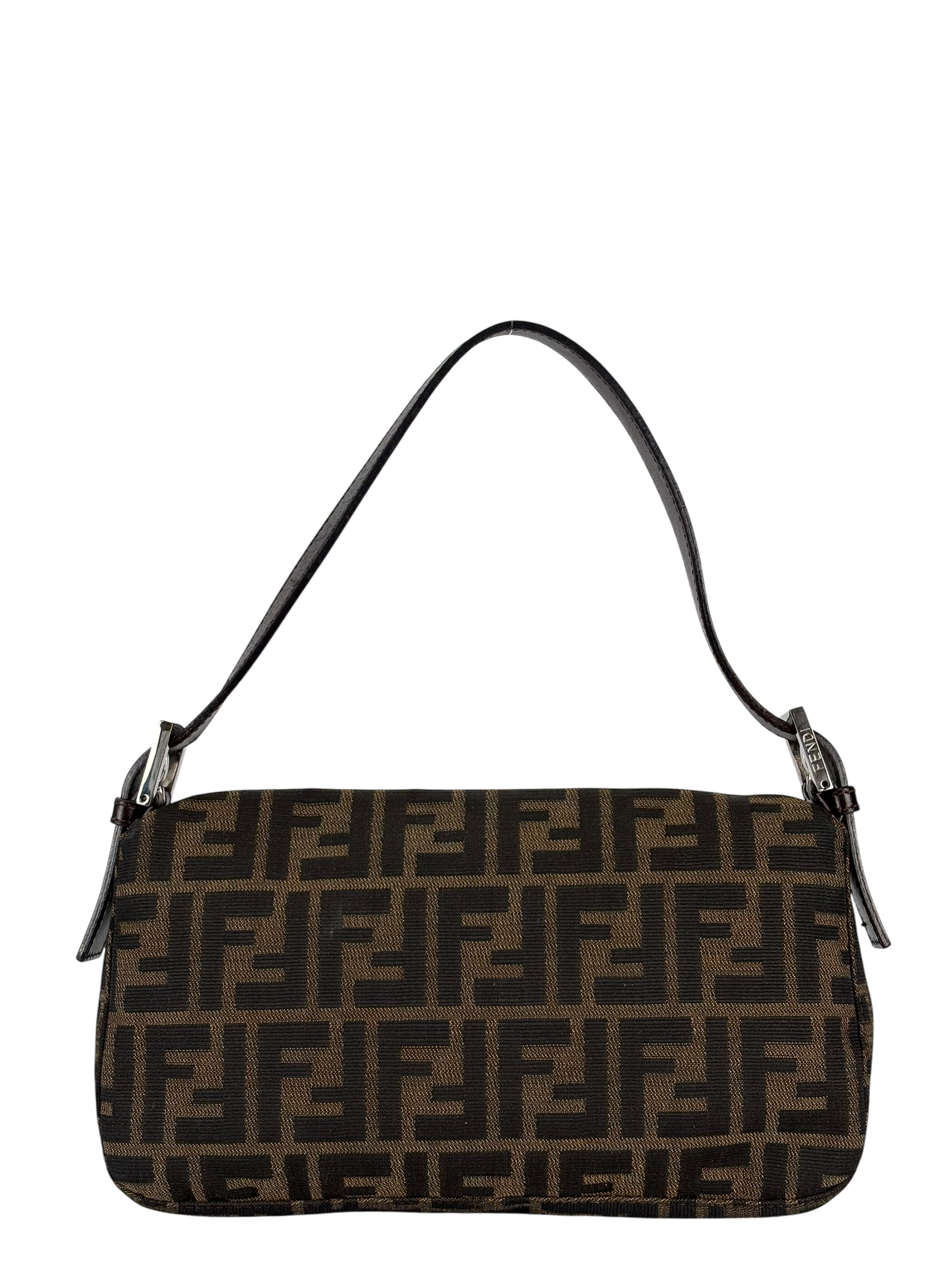 FENDI - Brown Canvas Fendi Zucca Mamma Bucket Leather Shoulder Bag