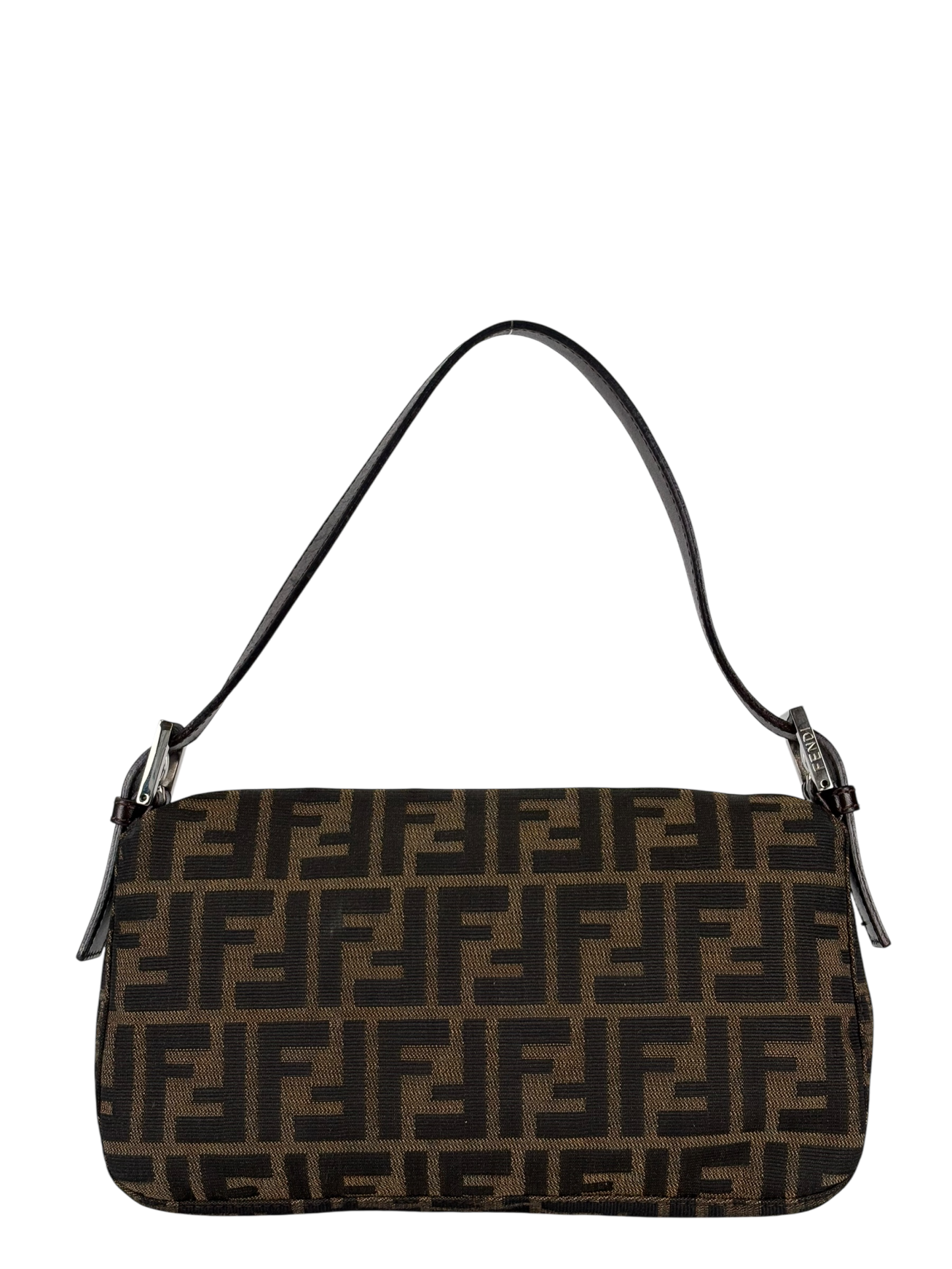 FENDI - Brown Canvas Fendi Zucca Mamma Bucket Leather Shoulder Bag