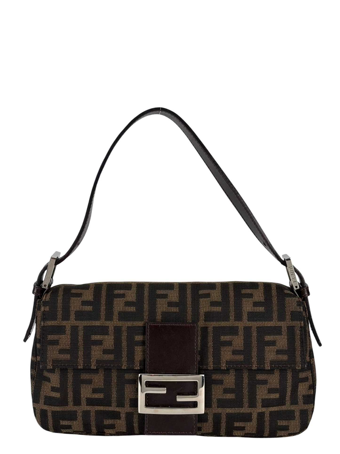 FENDI - Brown Canvas Fendi Zucca Mamma Bucket Leather Shoulder Bag