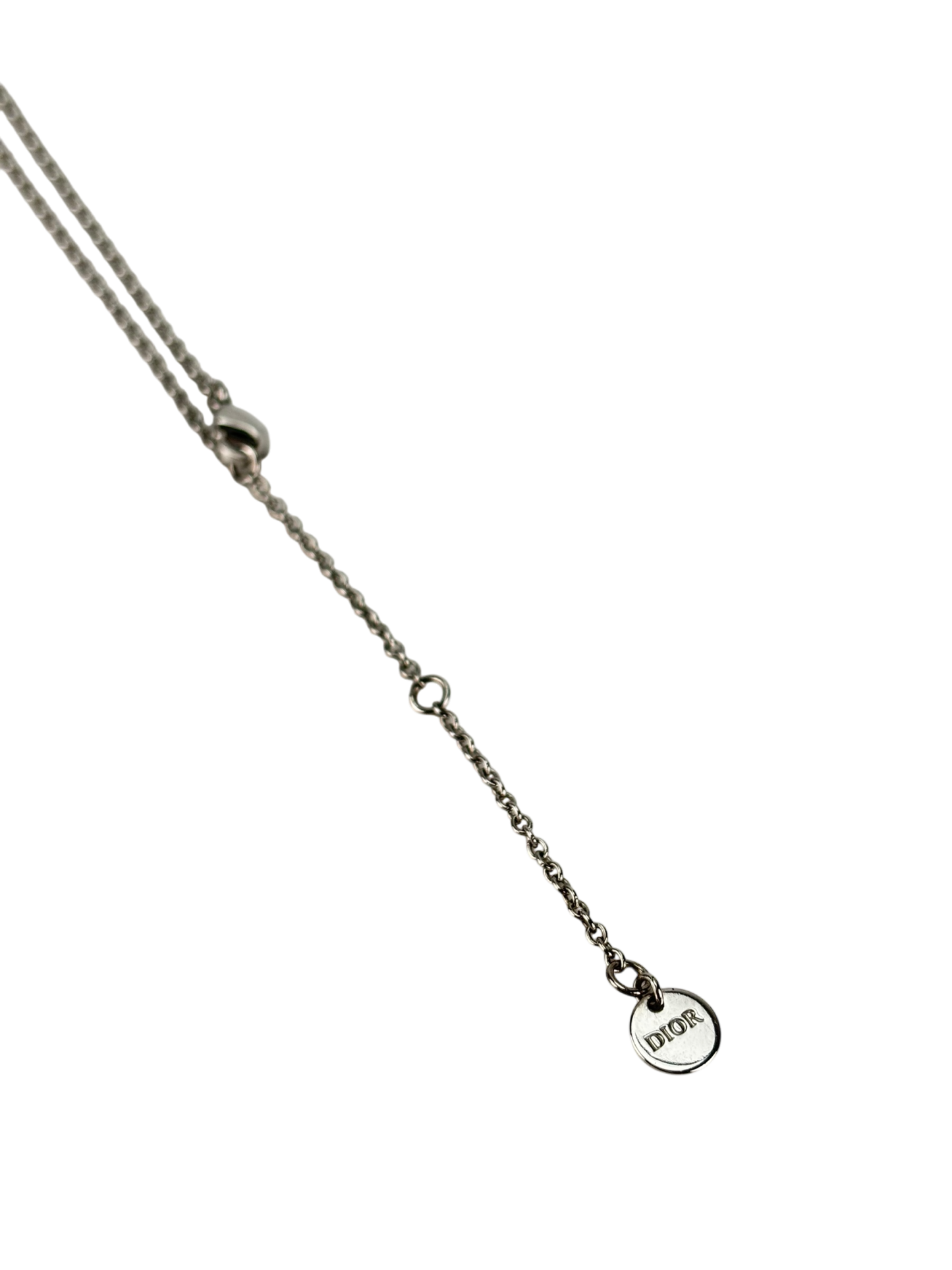 CHRISTIAN DIOR - Palladium Christian Pendant Silver Necklace