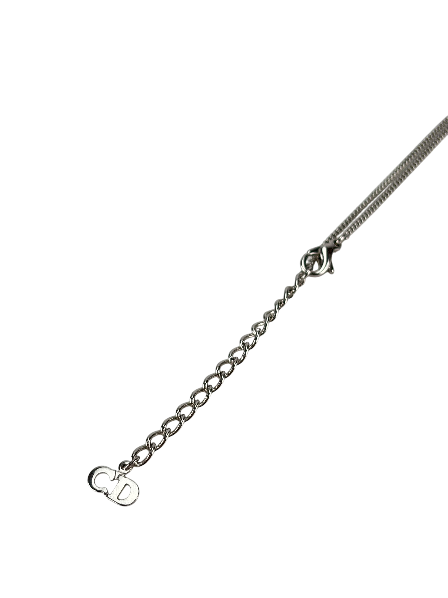 CHRISTIAN DIOR - Sliver Heart Fringe Necklace