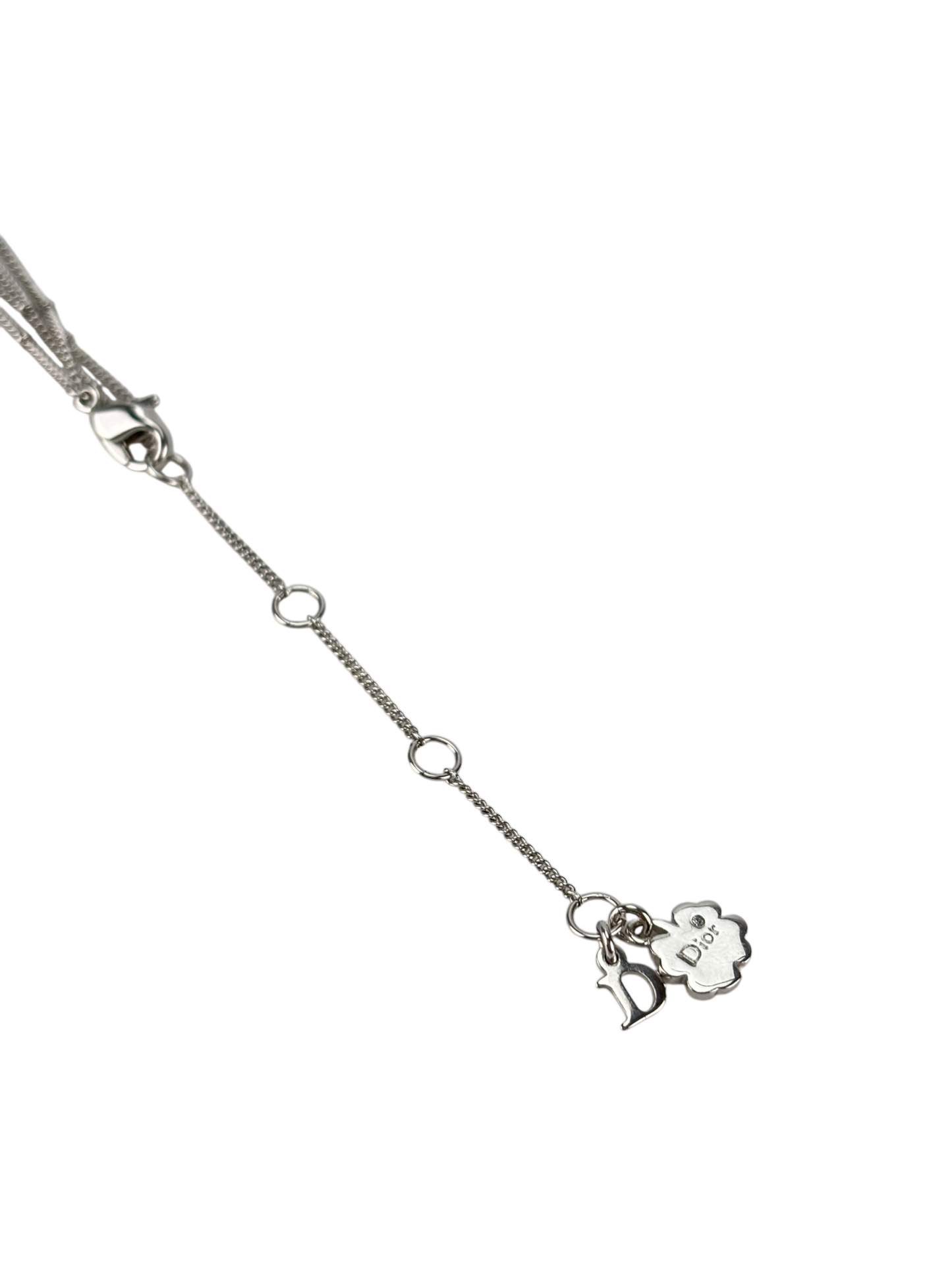 CHRISTIAN DIOR - Sliver Triple Heart Logo Necklace