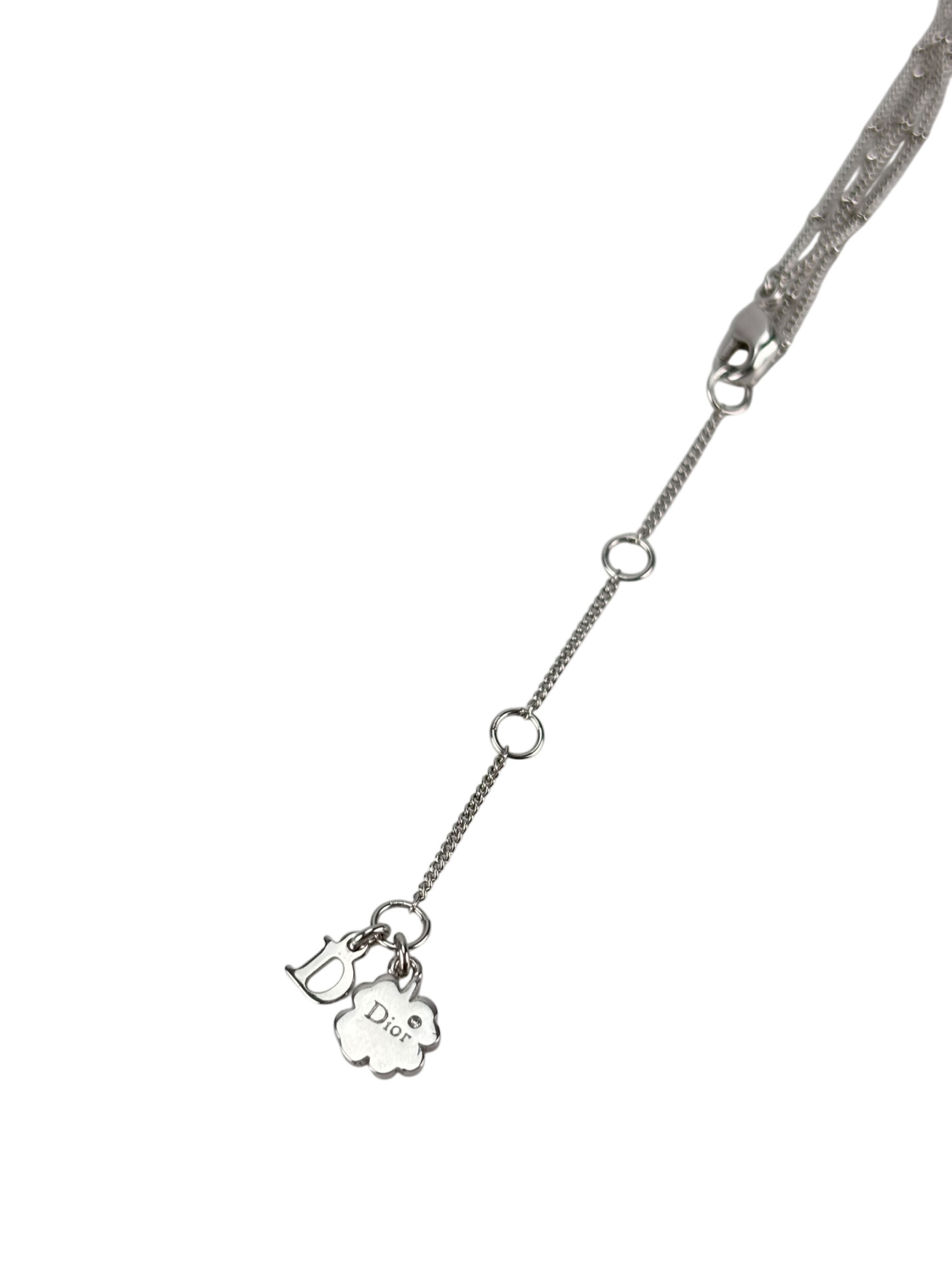 CHRISTIAN DIOR - Sliver Triple Heart Logo Necklace