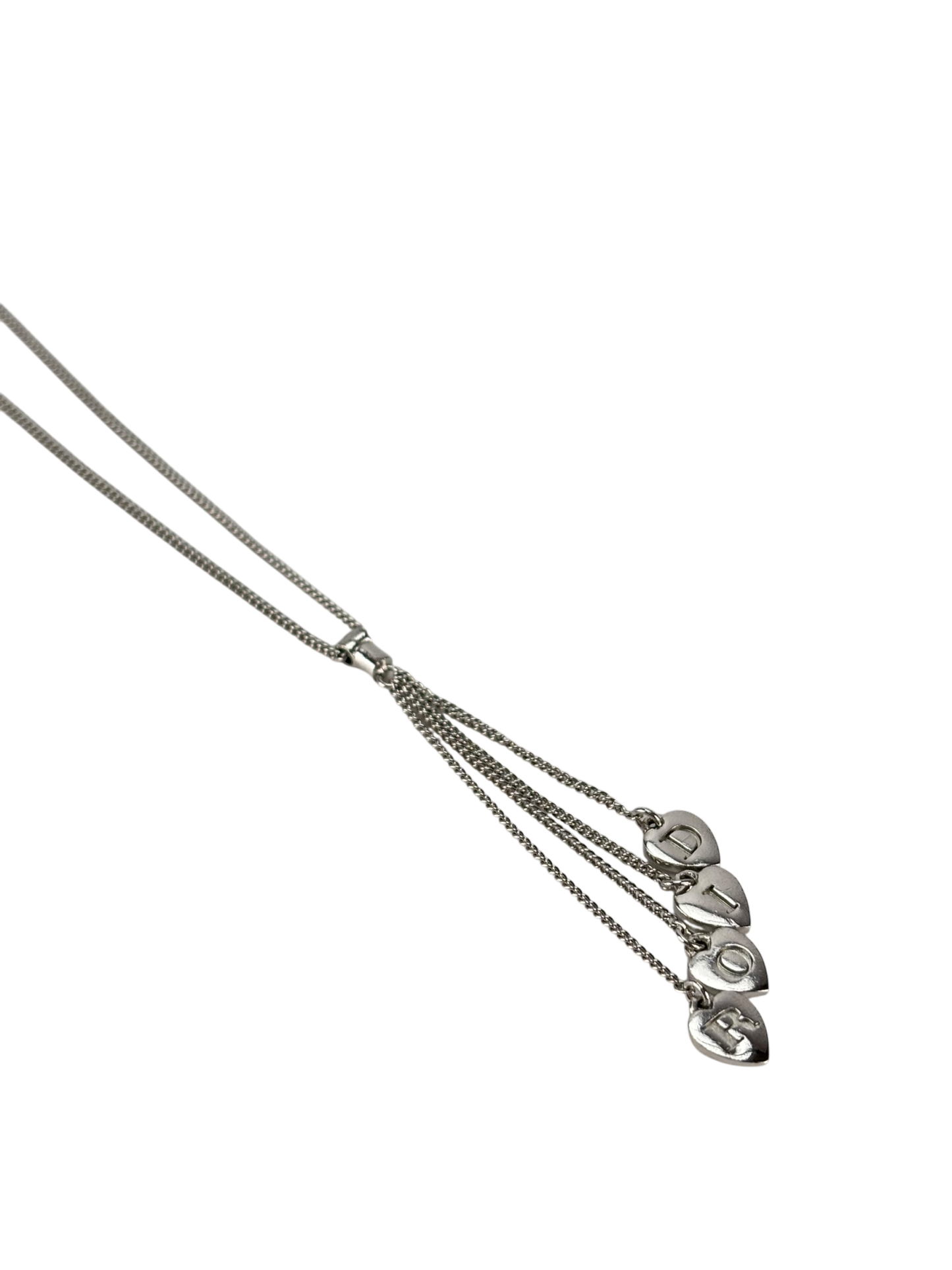 CHRISTIAN DIOR - Sliver Heart Fringe Necklace