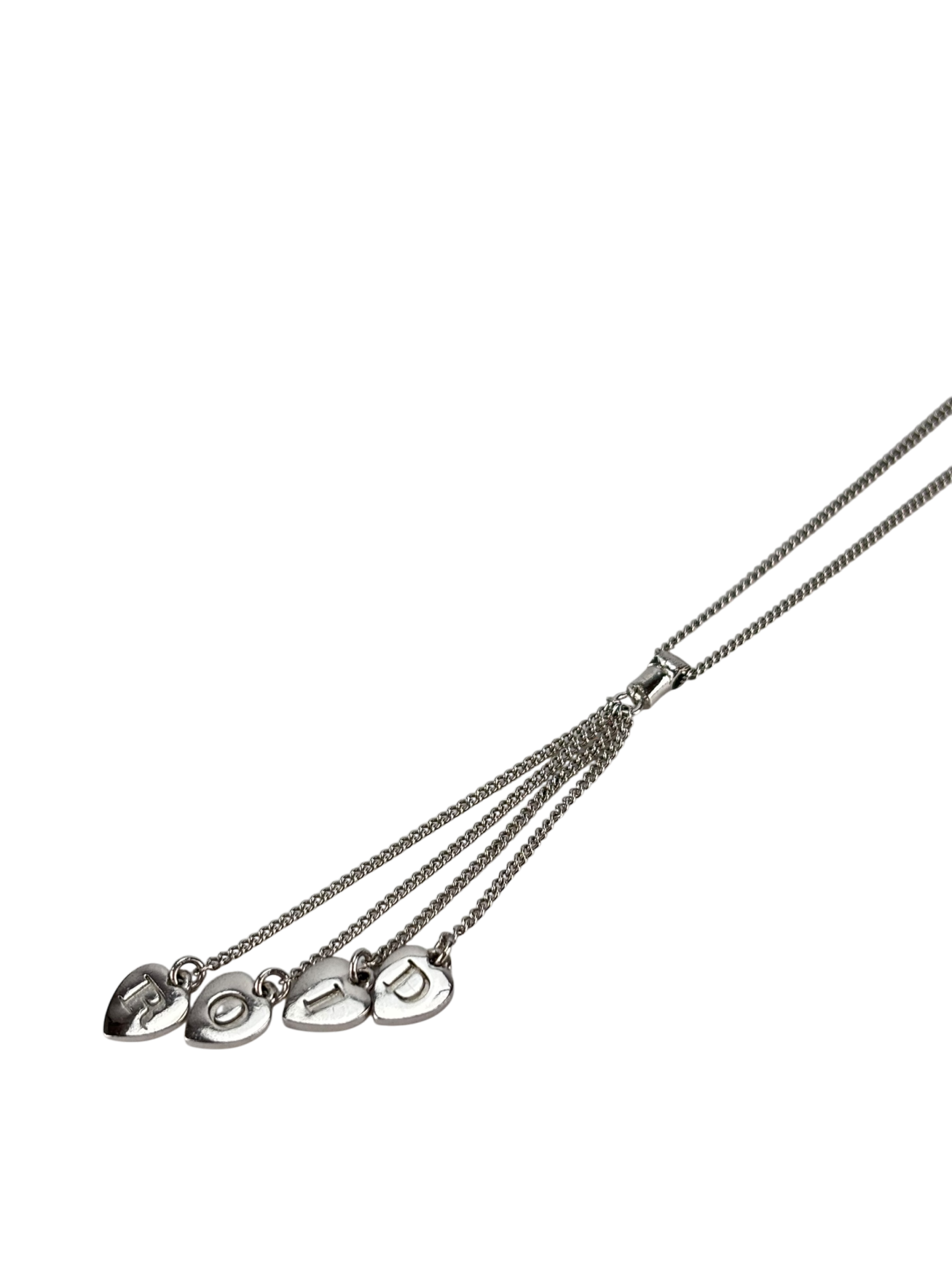 CHRISTIAN DIOR - Sliver Heart Fringe Necklace