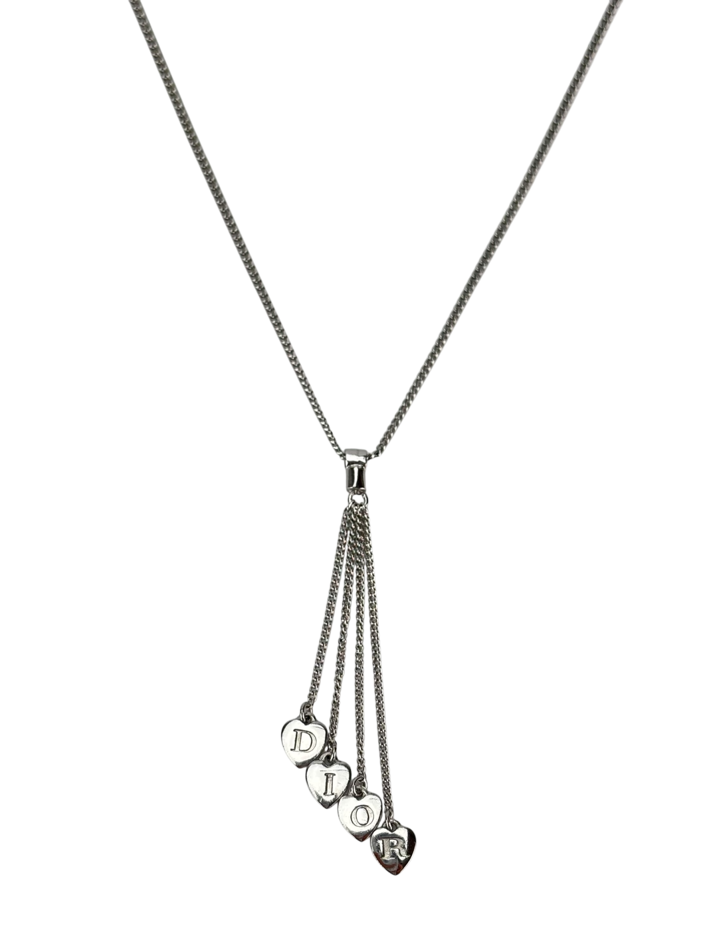 CHRISTIAN DIOR - Sliver Heart Fringe Necklace