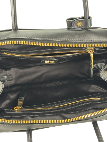 MIUMIU - Calfskin Black Leather Bow Handle Bag