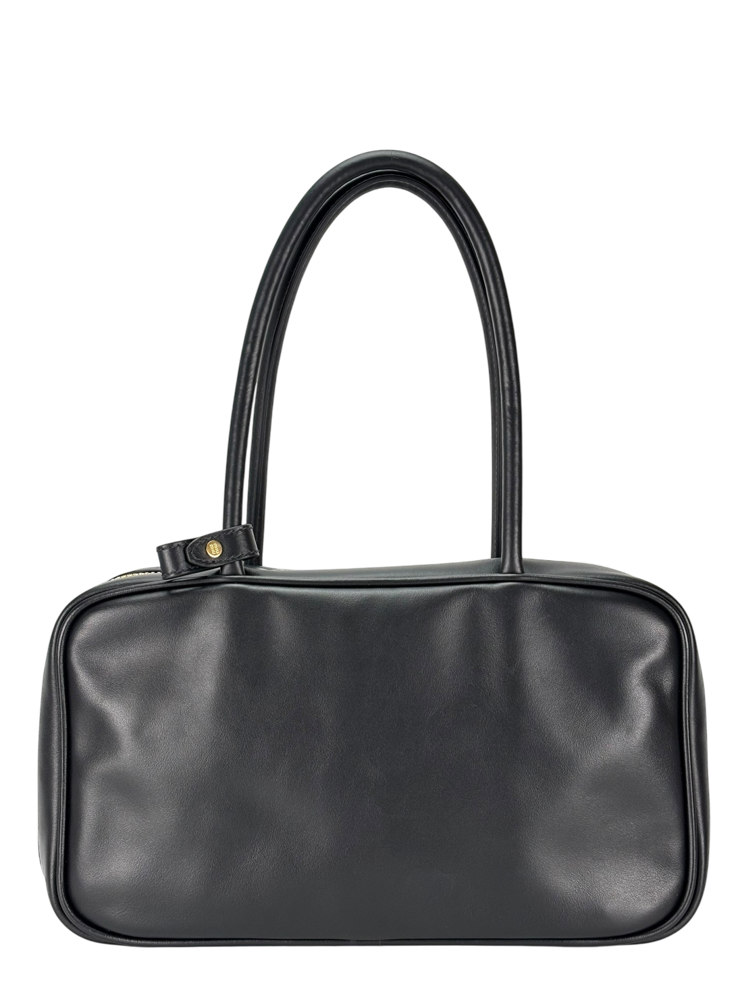 MIUMIU - Calfskin Black Leather Bow Handle Bag